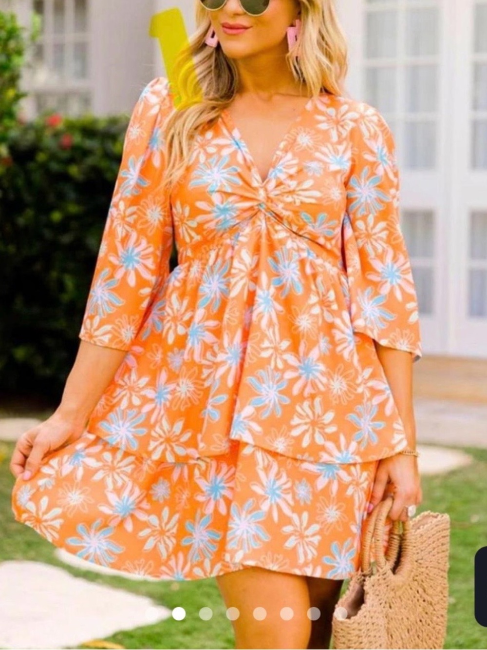 Pink Lily Orange Floral Dress